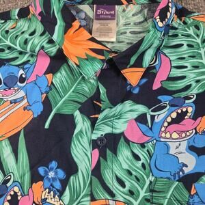 Disney Lilo & Stitch Hawaiian Tropical Button Up Shirt Size Medium #143